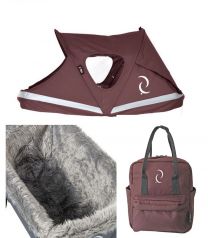 Beachwagon Accessoire Set voor LITE+STURDY - CD10 incl. huif, fleece bekleding  en rugzak
