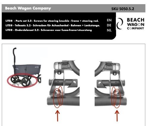 Beachwagon Schroeven fusee-frame en stuurstang (4st)